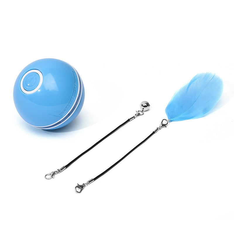 Blue rechargeable interactive LED cat toy ball